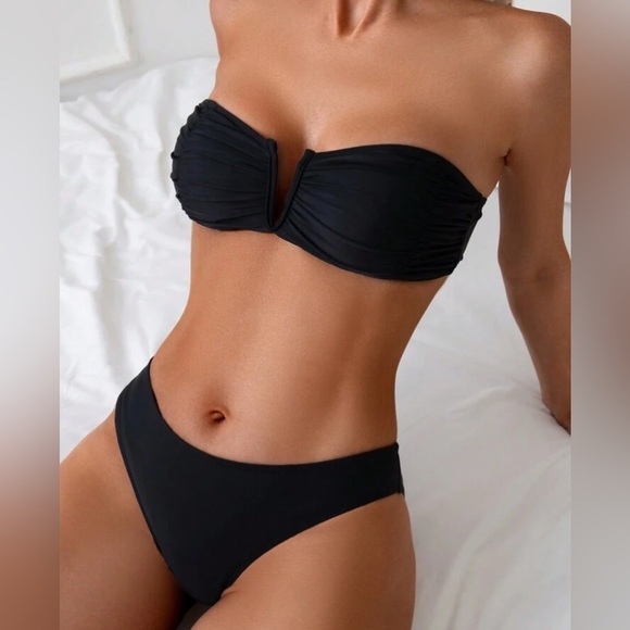 NEW Black Women's Strapless Bikini Swimsuit - Picture 2 of 7